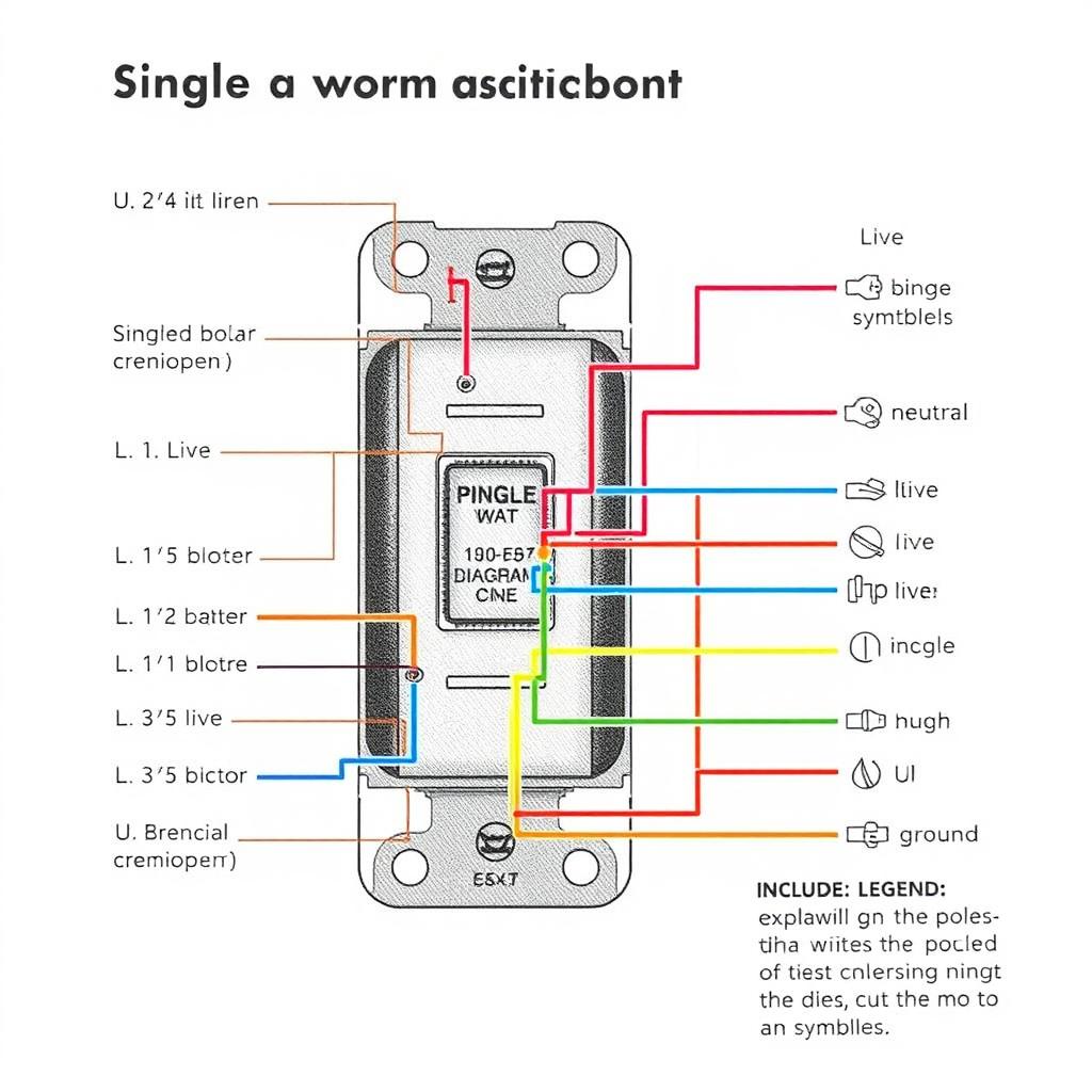 A detailed illustration of a single pole switch (key switch) wiring diagram, showcasing various components including wires, the switch itself, and electrical symbols