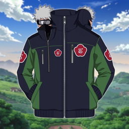 A detailed design for a Kakashi-inspired coat, focusing on elements that reflect his character