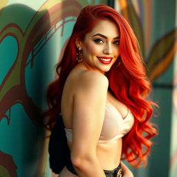 A stunning 18-year-old female model with striking red hair