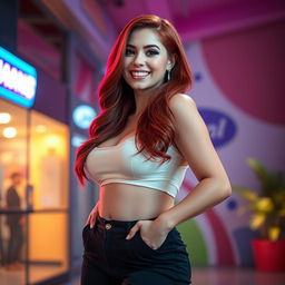 A stunning 18-year-old female model with striking red hair