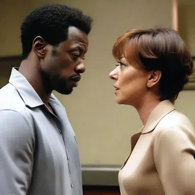 The intense scene between the two actors was filled with acrimony as they delivered their bitter lines to one another.