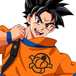 An anime man with jet black, spiky hair tousled in a wild style