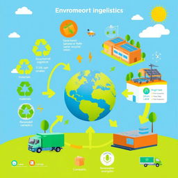 A colorful and engaging infographic depicting the concept of environmental logistics