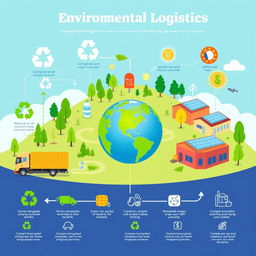 A colorful and engaging infographic depicting the concept of environmental logistics