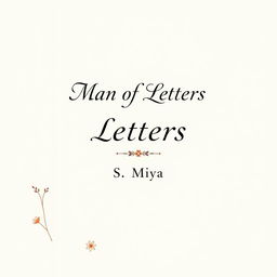 A decorated full-screen white poetry book cover design featuring the title 'Man of Letters' in elegant, artistic typography