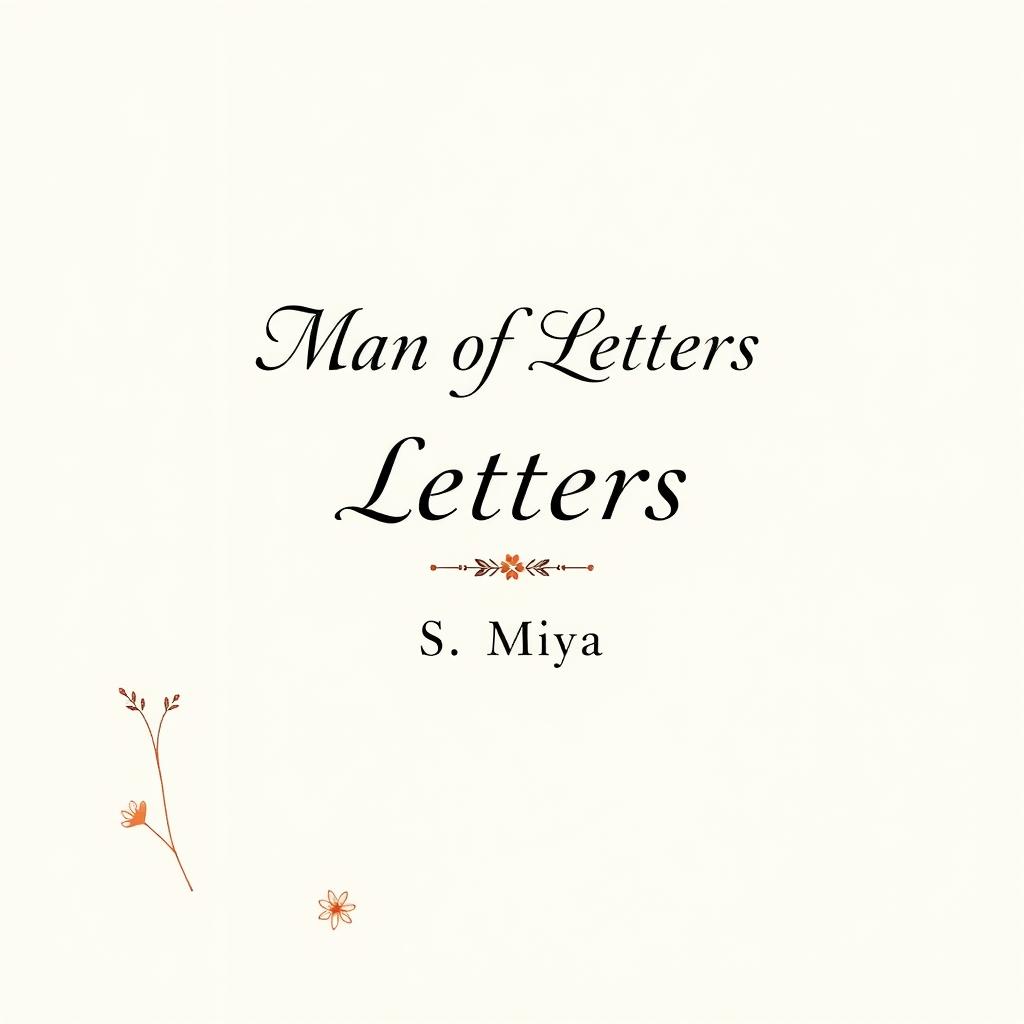 A decorated full-screen white poetry book cover design featuring the title 'Man of Letters' in elegant, artistic typography