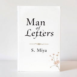 A decorated full-screen white poetry book cover design featuring the title 'Man of Letters' in elegant, artistic typography