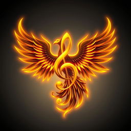 A stunning musical symbol, glowing in a radiant golden hue, intricately designed with elegant curves and lines