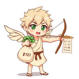 An anime-style character resembling Cupid, with small wings and a mischievous expression