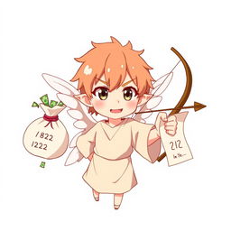 An anime-style character resembling Cupid, with small wings and a mischievous expression