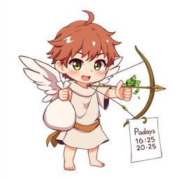 An anime-style character resembling Cupid, with small wings and a mischievous expression
