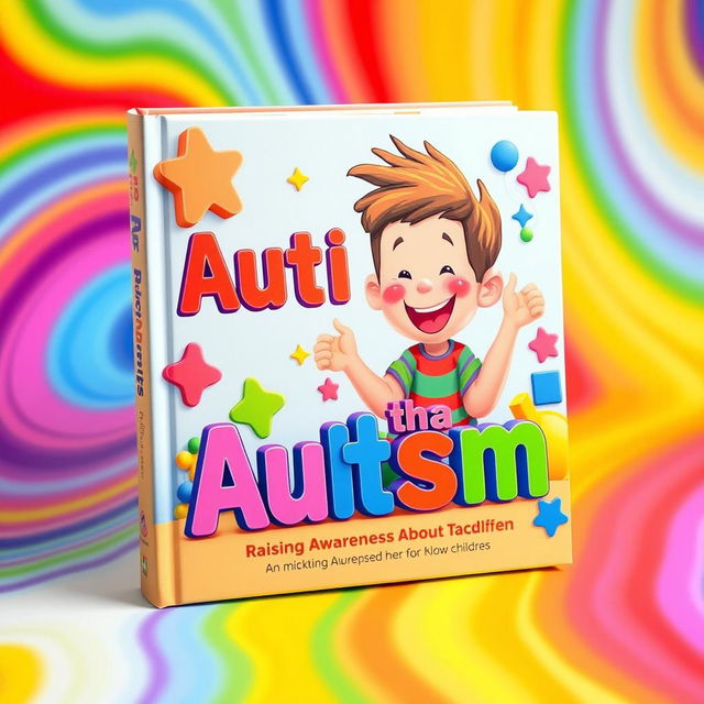 A colorful and engaging book cover designed for children, specifically aimed at raising awareness about autism