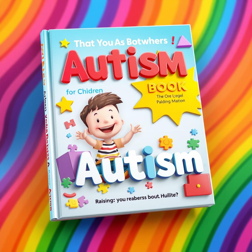 A colorful and engaging book cover designed for children, specifically aimed at raising awareness about autism