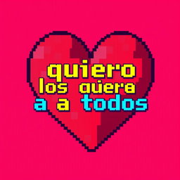 A vibrant pixel art representation of a heart, filled with various shades of red and pink to create depth