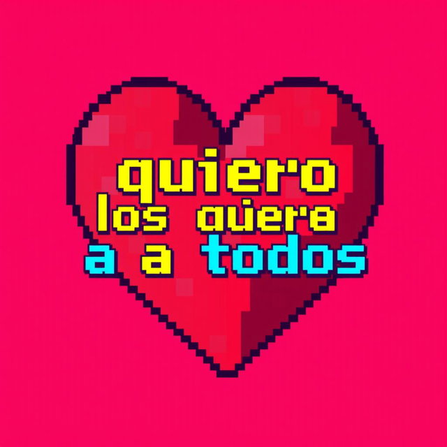 A vibrant pixel art representation of a heart, filled with various shades of red and pink to create depth