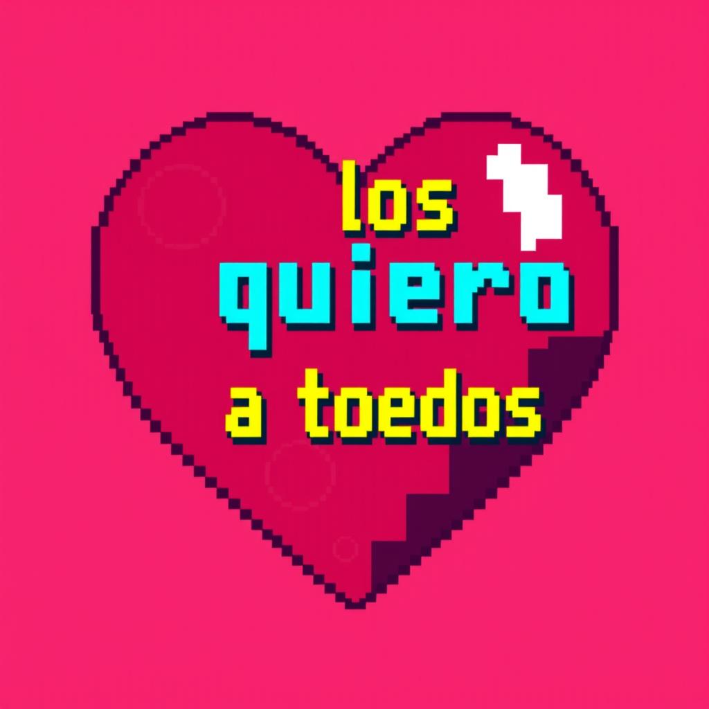 A vibrant pixel art representation of a heart, filled with various shades of red and pink to create depth