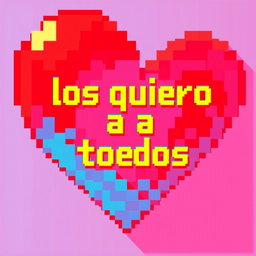 A vibrant pixel art representation of a heart, filled with various shades of red and pink to create depth