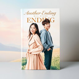 An eye-catching book cover for the title 'Another Ending', featuring Nayeon from TWICE and Jungkook from BTS as the central characters