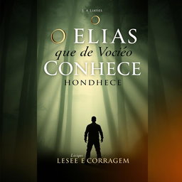 A dramatic and evocative book cover design for 'O Elias que Você Não Conhece: Lições Ocultas de Coragem'