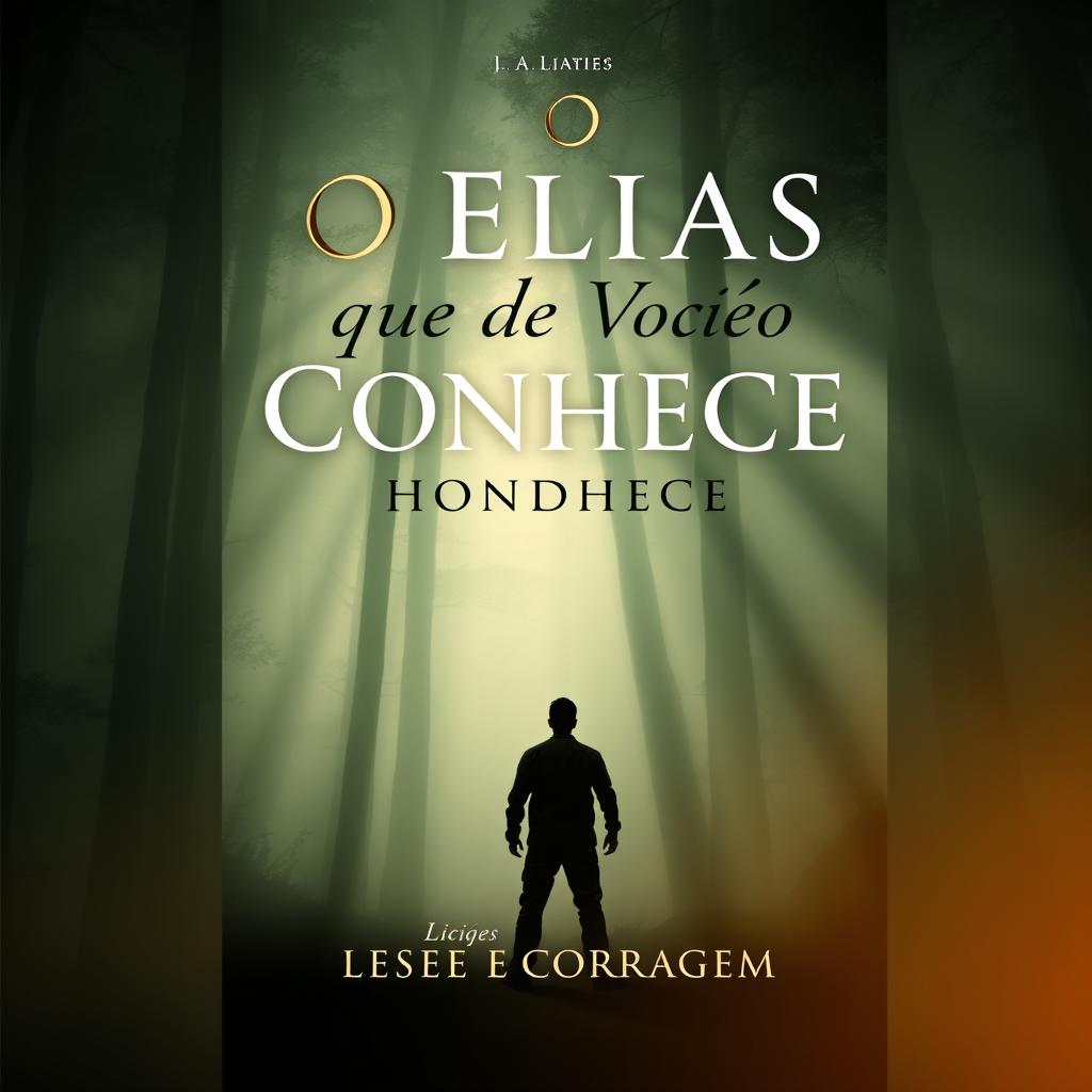 A dramatic and evocative book cover design for 'O Elias que Você Não Conhece: Lições Ocultas de Coragem'