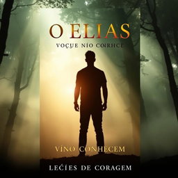 A dramatic and evocative book cover design for 'O Elias que Você Não Conhece: Lições Ocultas de Coragem'