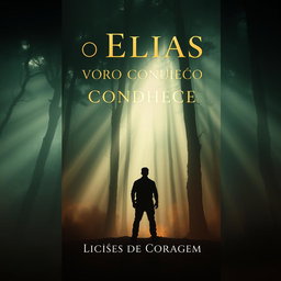 A dramatic and evocative book cover design for 'O Elias que Você Não Conhece: Lições Ocultas de Coragem'