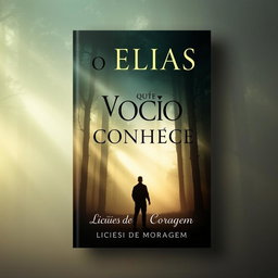 A dramatic and evocative book cover design for 'O Elias que Você Não Conhece: Lições Ocultas de Coragem'