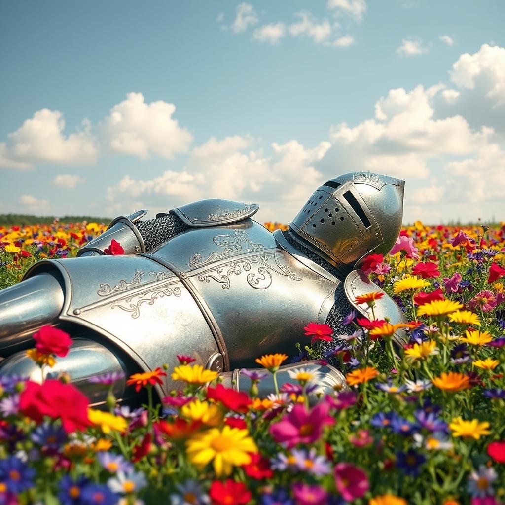 Enchanting Knight: Elegance Among Wildflowers