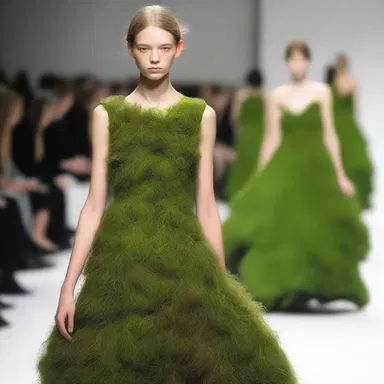 She picked a beautiful acrocarpous moss-inspired dress for the fashion show.