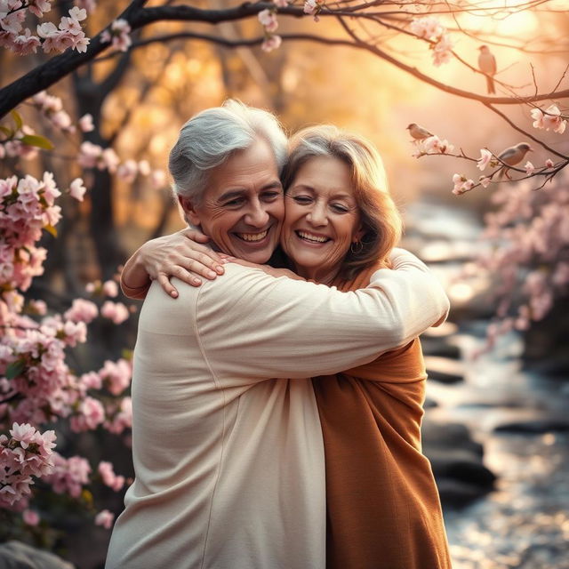 A tender moment between two adults embracing each other in a warm, affectionate hug