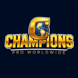 A sleek and modern 3D logo design for 'Champions Pro Worldwide'