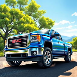 A highly detailed and realistic illustration of a 2013 GMC Sierra 1500 pickup truck