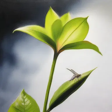 The artist created a beautiful painting of an acrogen, capturing the delicate growth at the tip of the main stem.