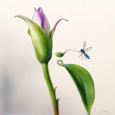 The artist created a beautiful painting of an acrogen, capturing the delicate growth at the tip of the main stem.