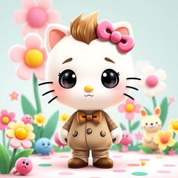 A whimsical and playful character design featuring a male version of Hello Kitty