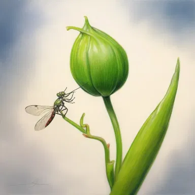 The artist created a beautiful painting of an acrogen, capturing the delicate growth at the tip of the main stem.