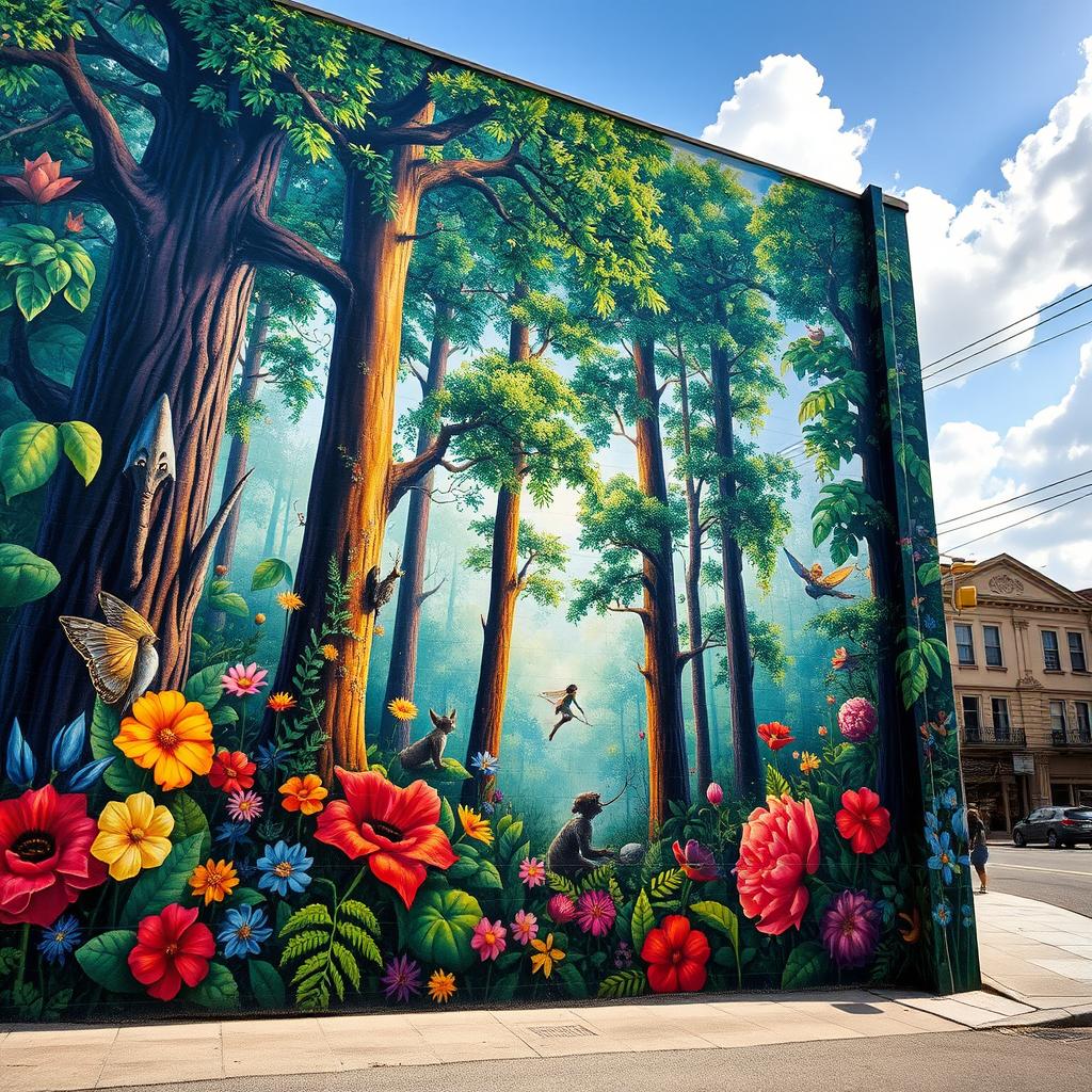 Explore the Enchanting Mystical Forest Mural
