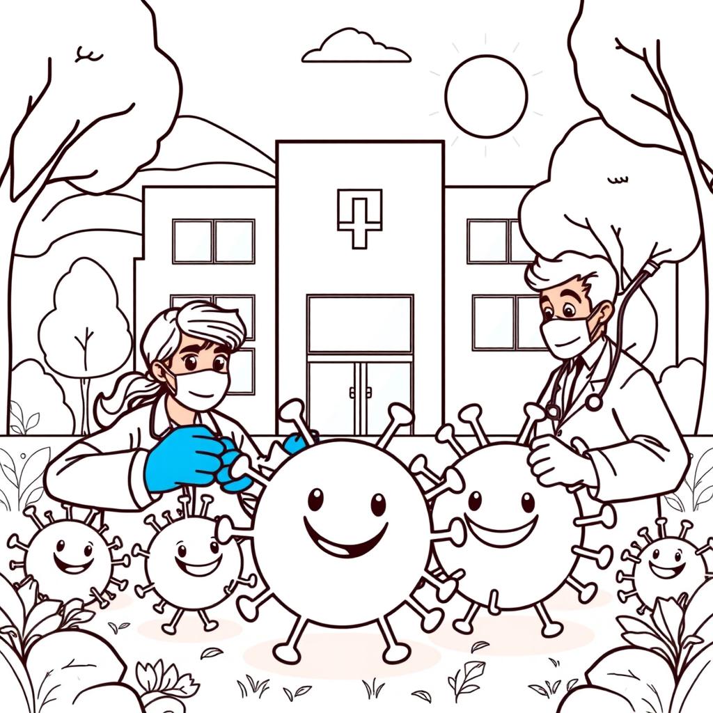 Fun & Educational Coloring: Disease Outbreak Scene