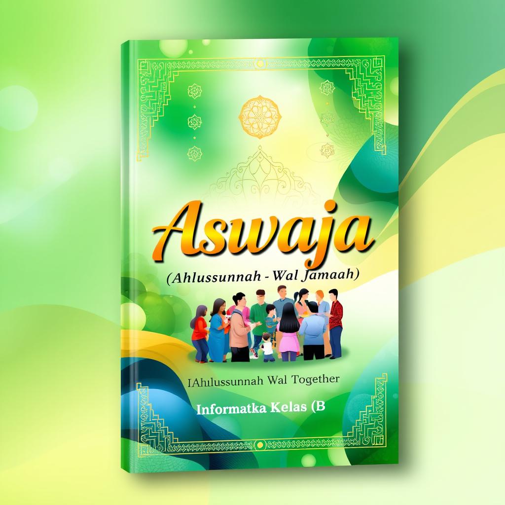 A vibrant and engaging book cover design for a book titled 'Aswaja (Ahlussunnah Wal Jamaah)'