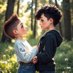 Two young girls in a beautiful natural setting, expressing their love for each other