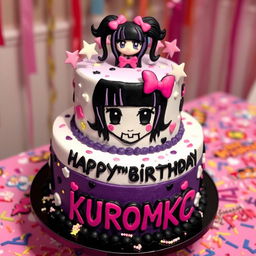 A stunning Kuromi-themed cake that embodies the playful and edgy style of the character