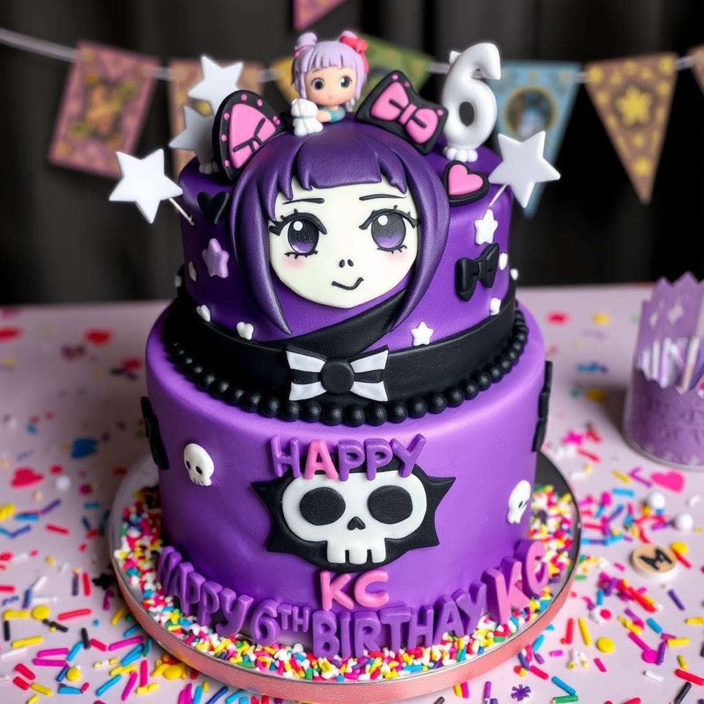 A stunning Kuromi-themed cake that embodies the playful and edgy style of the character