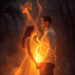 A beautiful and romantic scene depicting the essence of love as an eternal fire