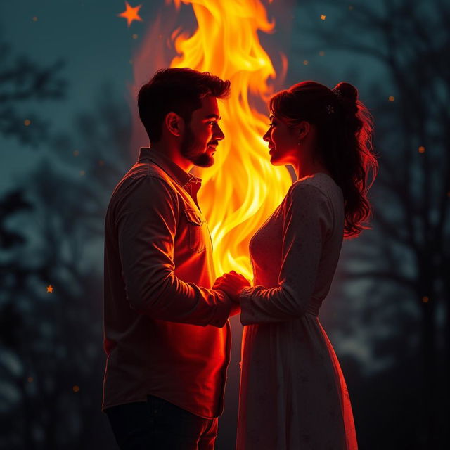A beautiful and romantic scene depicting the essence of love as an eternal fire