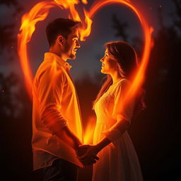 A beautiful and romantic scene depicting the essence of love as an eternal fire