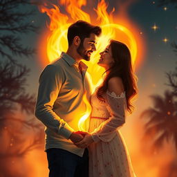 A beautiful and romantic scene depicting the essence of love as an eternal fire