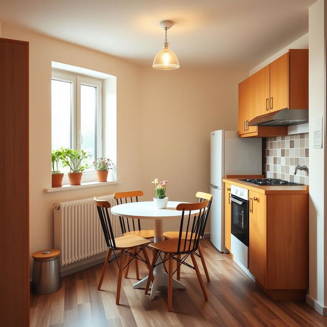 A cozy and functional kitchen-dining area measuring 3x3 meters