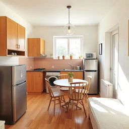 A cozy and functional kitchen-dining area measuring 3x3 meters