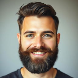 A portrait of a man with a well-groomed beard, showing it styled naturally and neatly