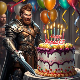 A warrior celebrating his birthday with a festive atmosphere